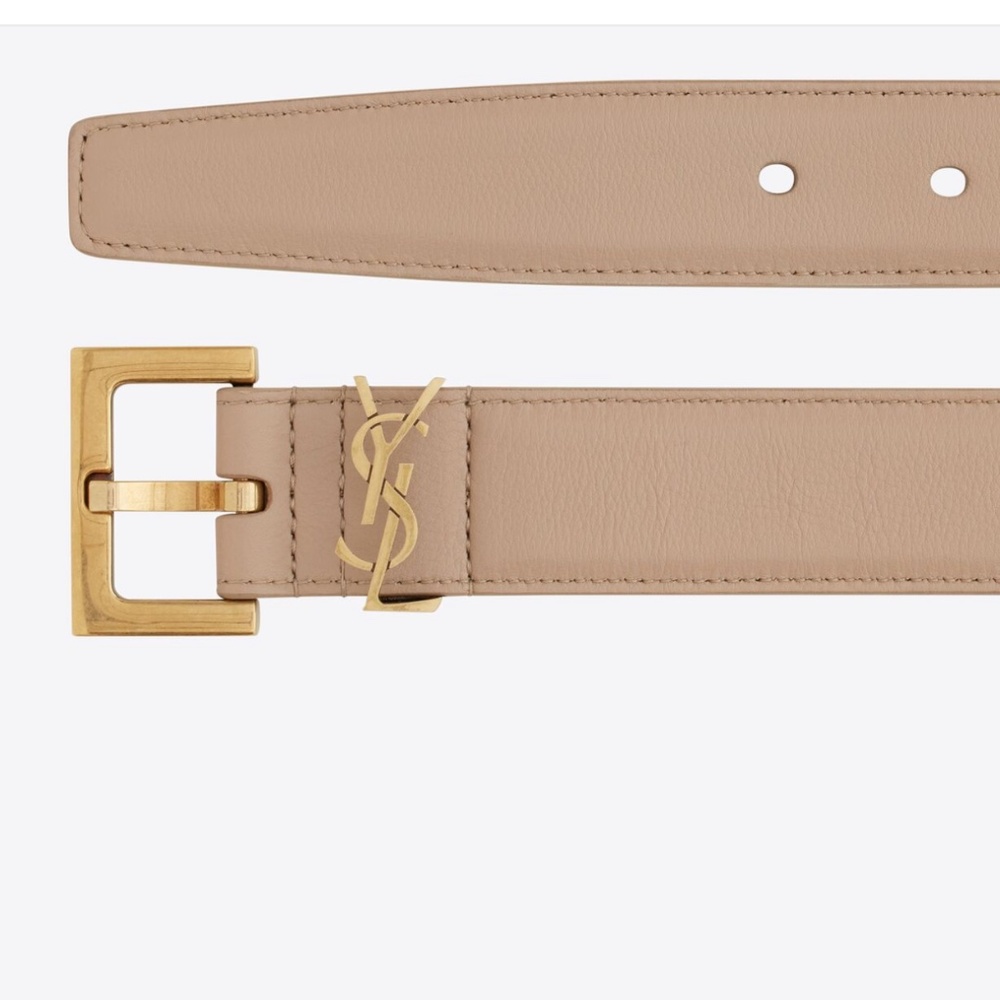 YSL “ Cassandre” Tan Tiny belt